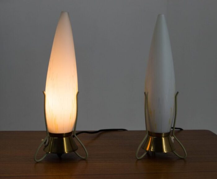 mid century rockets table lamps 1960s set of 2 4