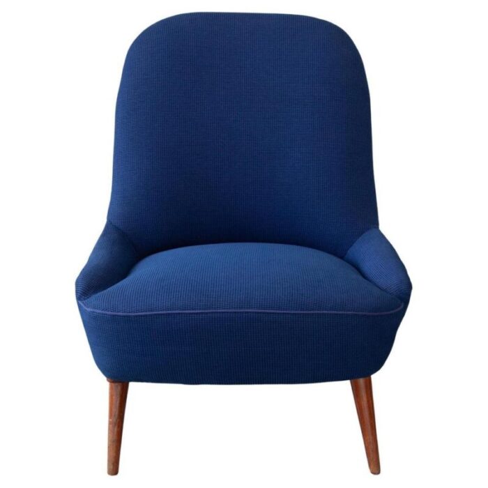 mid century scandinavian modern blue fabric armchair 1950s 4999