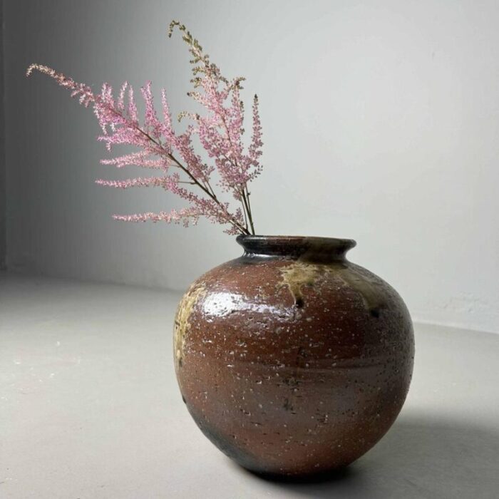 mid century shigaraki ikebana flower vase 1960s 2963