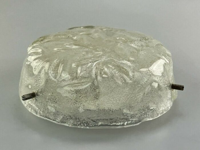 mid century space age ceiling flush mount in ice glass 10