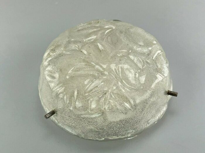 mid century space age ceiling flush mount in ice glass 11