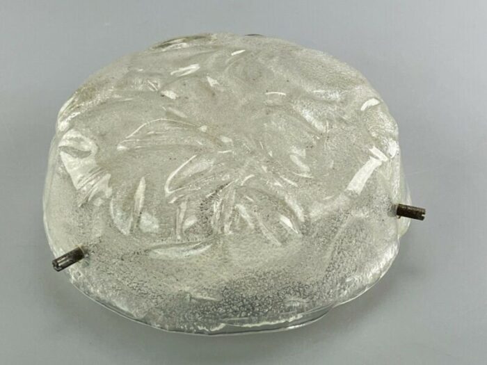 mid century space age ceiling flush mount in ice glass 7