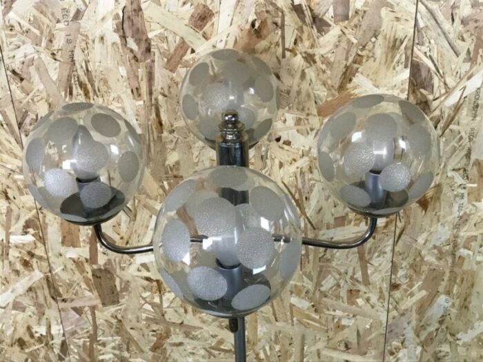 mid century space age floor lamp in metal glass 7