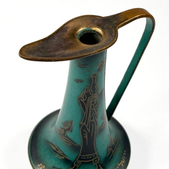 mid century tamar enamel on brass pitcher 3667