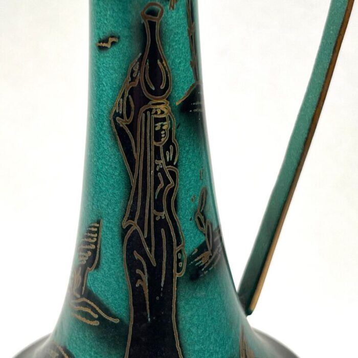 mid century tamar enamel on brass pitcher 3762