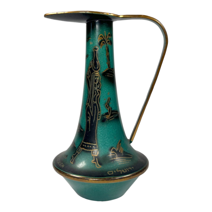 mid century tamar enamel on brass pitcher 5683