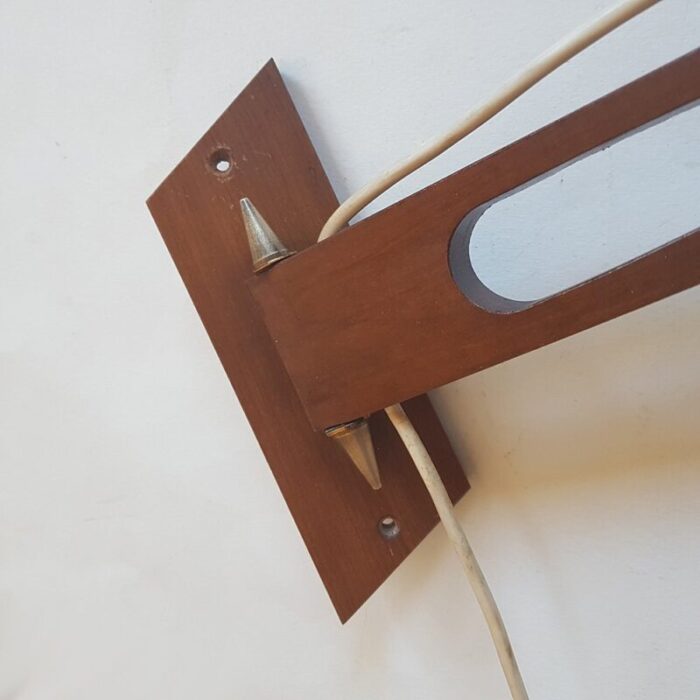 mid century teak brass swing arm wall lamp 4