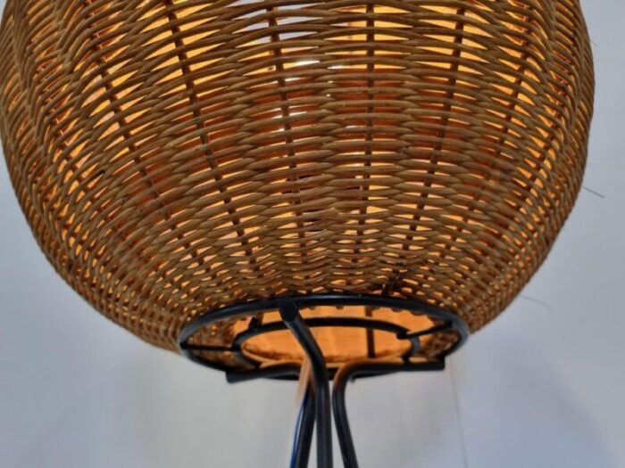 mid century wicker cocoon floor lamp 1960s 6