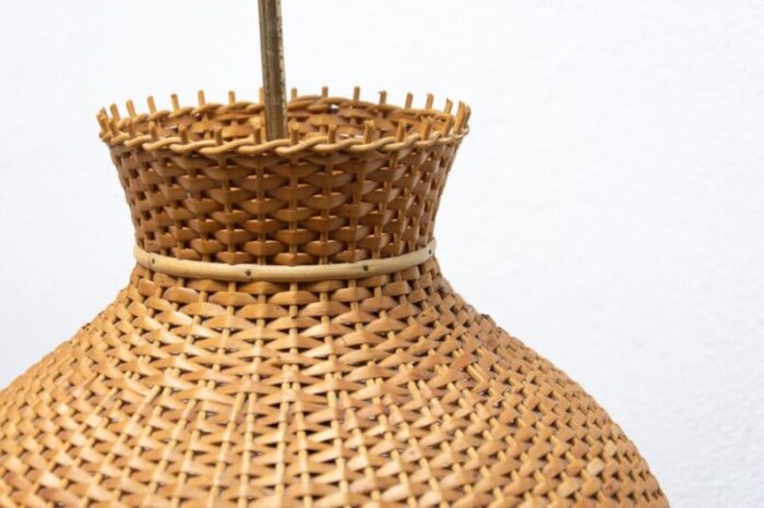 mid century wicker hanging chandelier from uluv 1960s 12