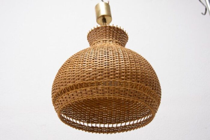 mid century wicker hanging chandelier from uluv 1960s 9