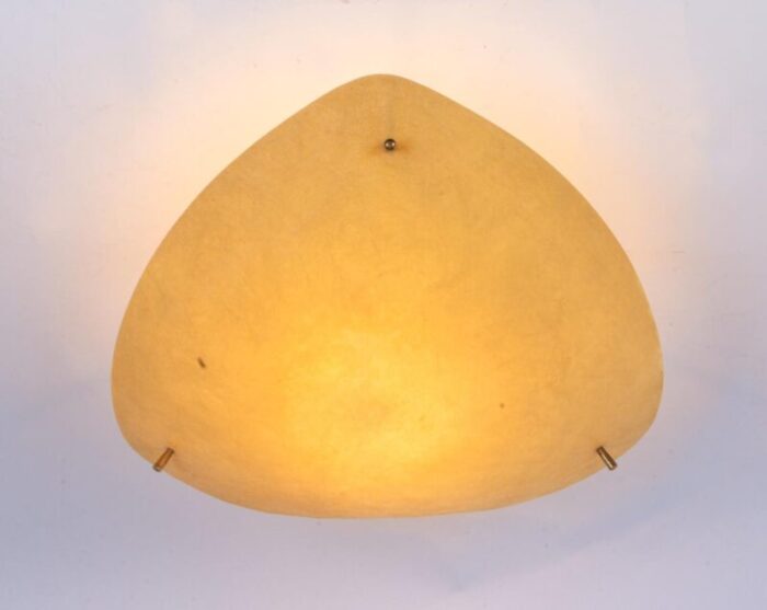 mid century yellow fiberglass brass flush mount 1950 2