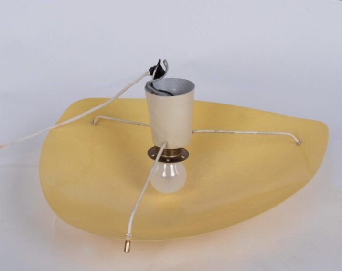 mid century yellow fiberglass brass flush mount 1950 7