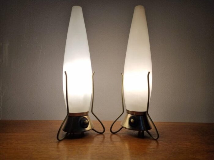 mid century zukov rocket table lamps 1960s set of 2 12