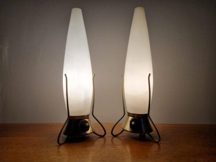 mid century zukov rocket table lamps 1960s set of 2 13