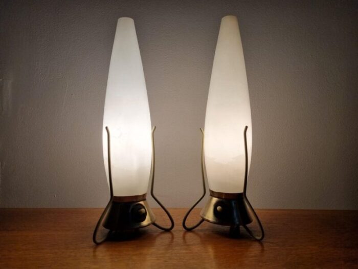 mid century zukov rocket table lamps 1960s set of 2 14