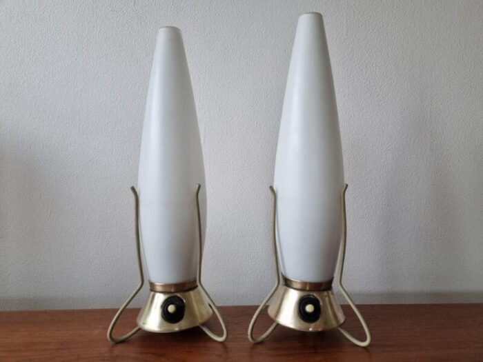 mid century zukov rocket table lamps 1960s set of 2 3