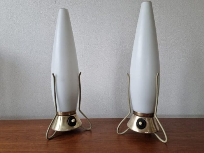 mid century zukov rocket table lamps 1960s set of 2 6