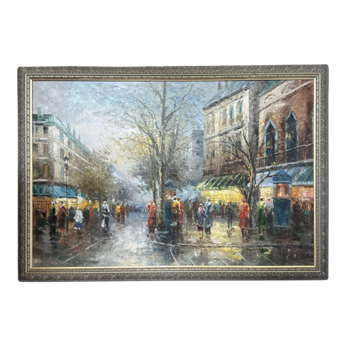 midcentury paris street scene oil painting 9193