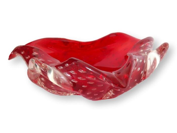 midcenutry italian murano glass red bowl 1997