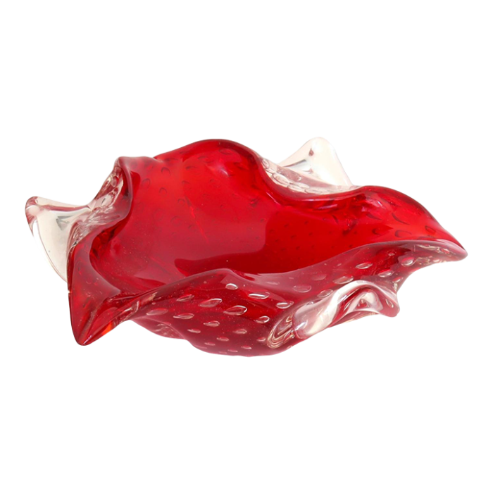 midcenutry italian murano glass red bowl 3805