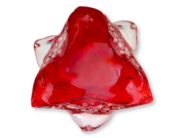 midcenutry italian murano glass red bowl 4429