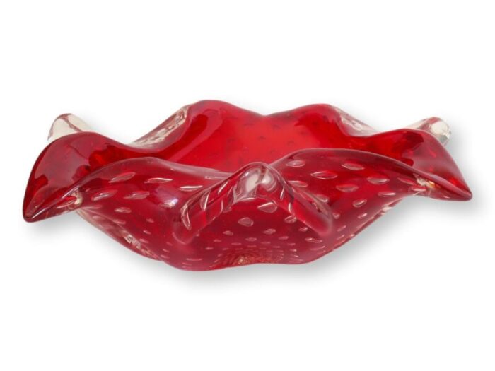 midcenutry italian murano glass red bowl 8100