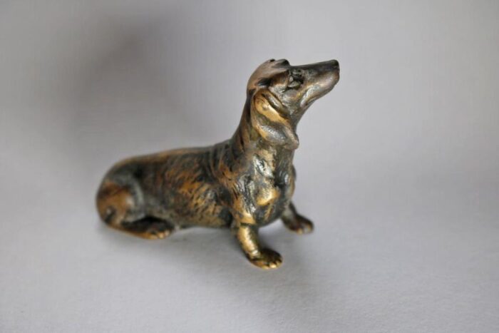 miniature bronze dog sculpture 1905 5638