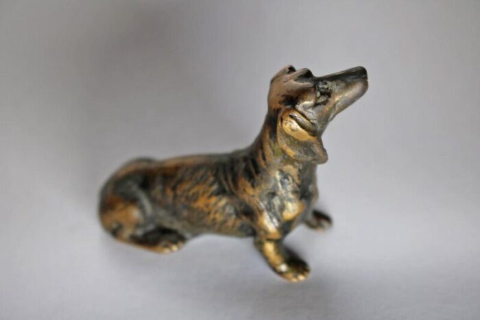 miniature bronze dog sculpture 1905 7572