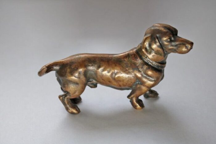 miniature bronze dog sculpture 1905 7585