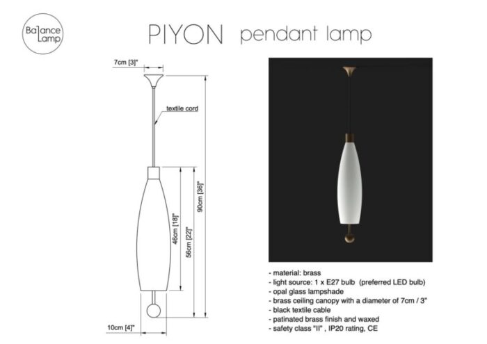 minimal modern piyon pendant lamp with large slim shade by wojtek olech for balance lamp 7