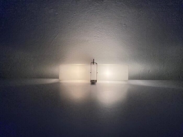 minimalist 2 socket acrylic shade black metal sconce 1970s 10