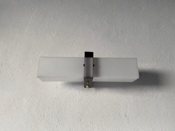 minimalist 2 socket acrylic shade black metal sconce 1970s 2