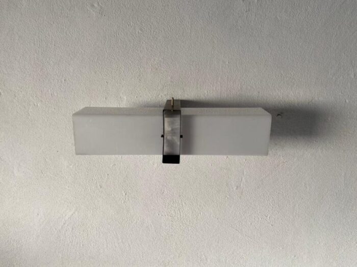 minimalist 2 socket acrylic shade black metal sconce 1970s 3