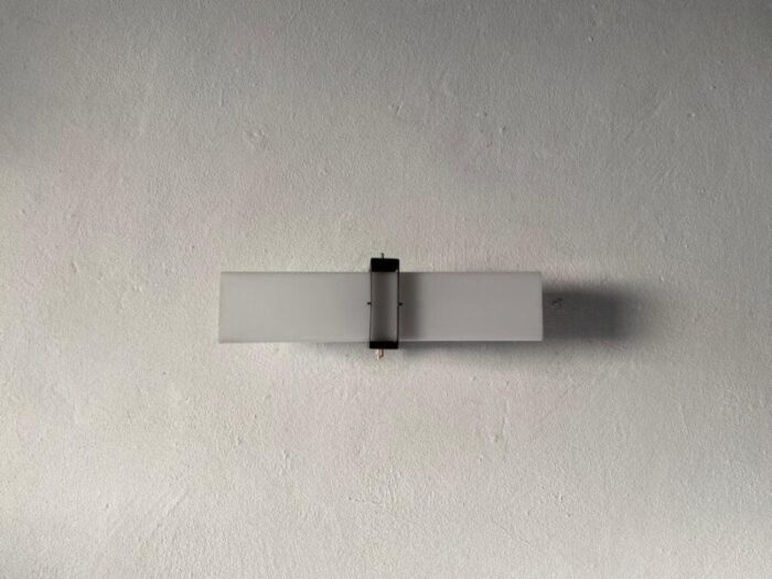 minimalist 2 socket acrylic shade black metal sconce 1970s 9