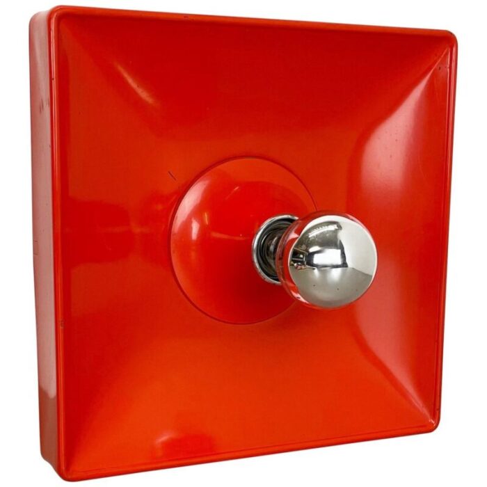 minimalist pop art red orange metal wall light from soelken lights germany 1970s 1