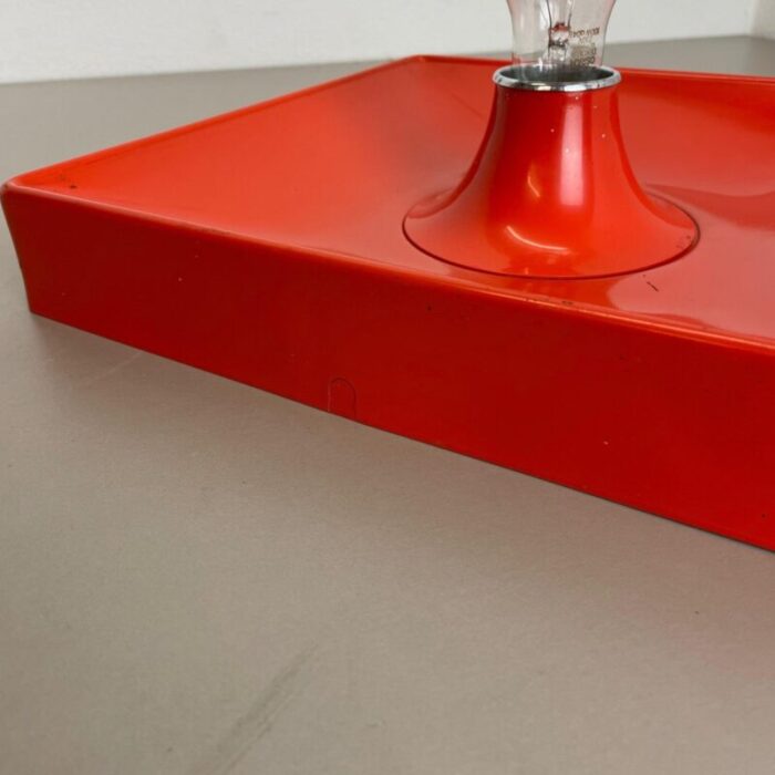 minimalist pop art red orange metal wall light from soelken lights germany 1970s 12