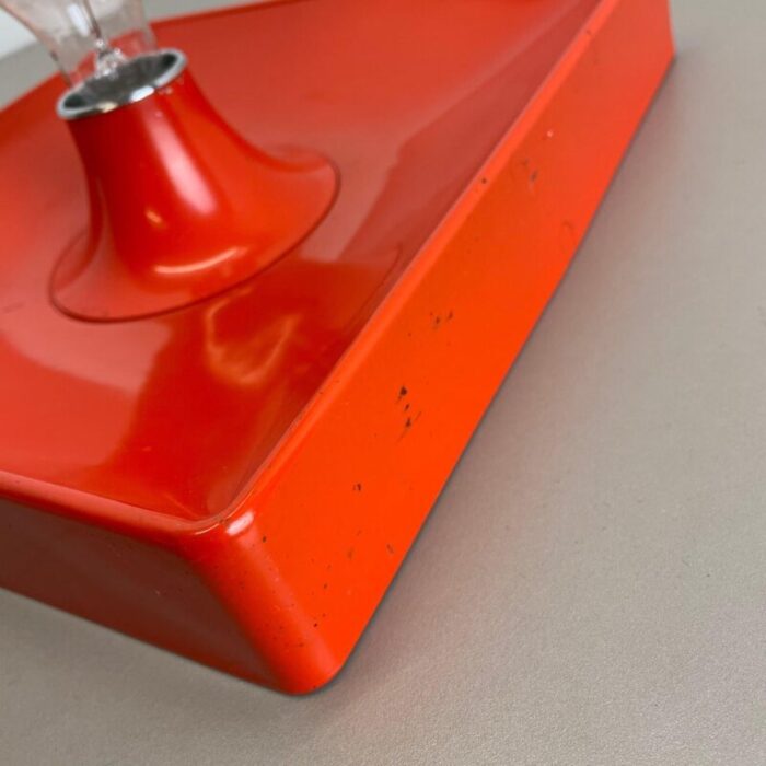 minimalist pop art red orange metal wall light from soelken lights germany 1970s 13