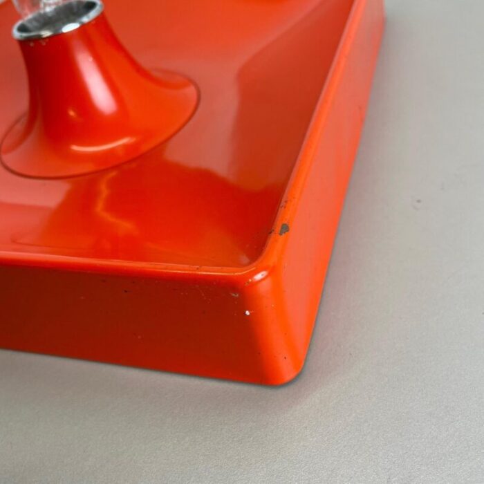 minimalist pop art red orange metal wall light from soelken lights germany 1970s 14