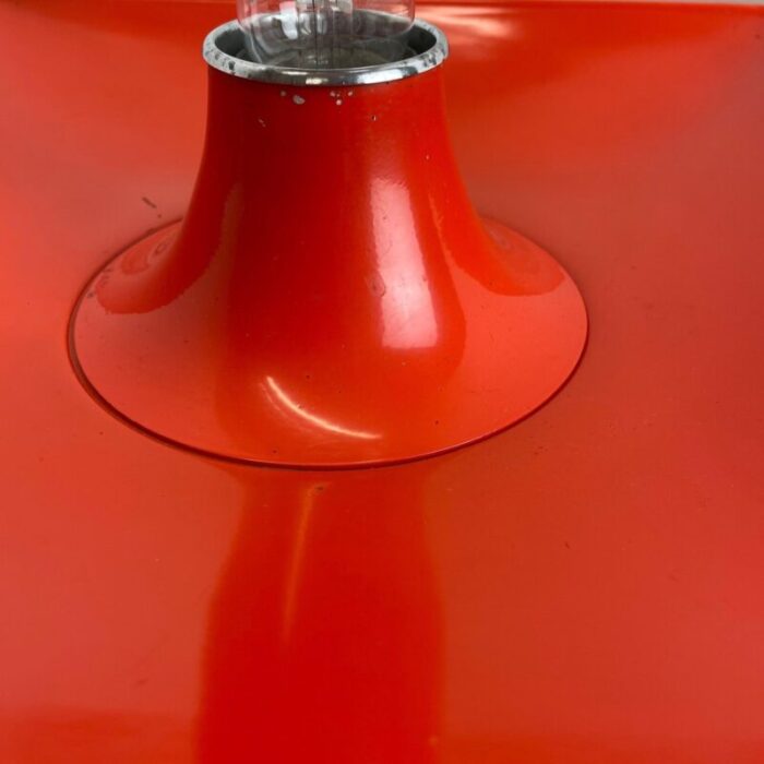 minimalist pop art red orange metal wall light from soelken lights germany 1970s 15