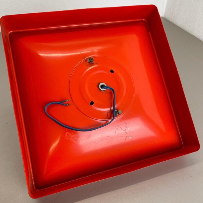 minimalist pop art red orange metal wall light from soelken lights germany 1970s 16