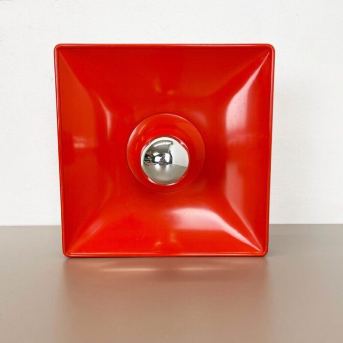 minimalist pop art red orange metal wall light from soelken lights germany 1970s 2