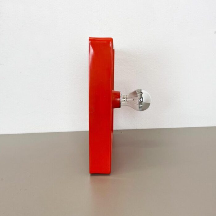 minimalist pop art red orange metal wall light from soelken lights germany 1970s 4