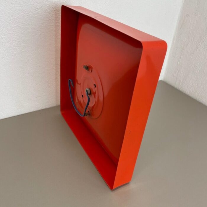 minimalist pop art red orange metal wall light from soelken lights germany 1970s 6