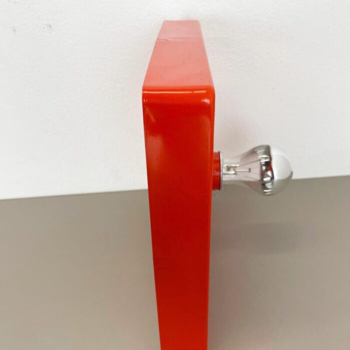 minimalist pop art red orange metal wall light from soelken lights germany 1970s 7