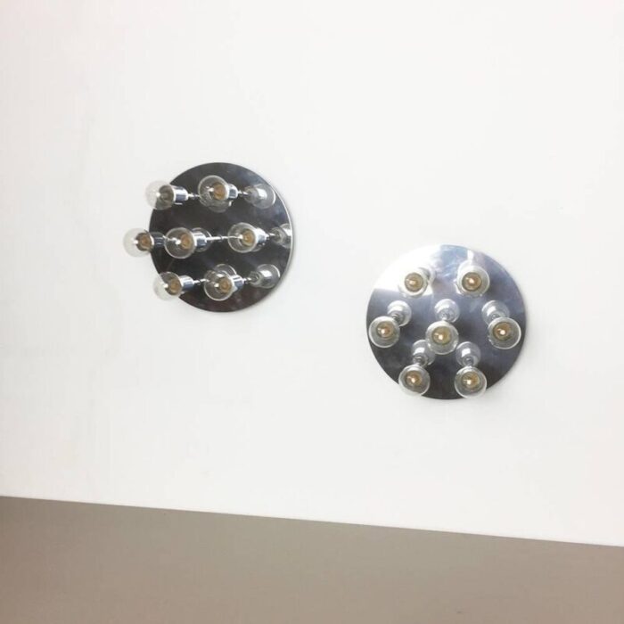 modernist chrome wall ceiling lights from cosack germany 1970s set of 2 10