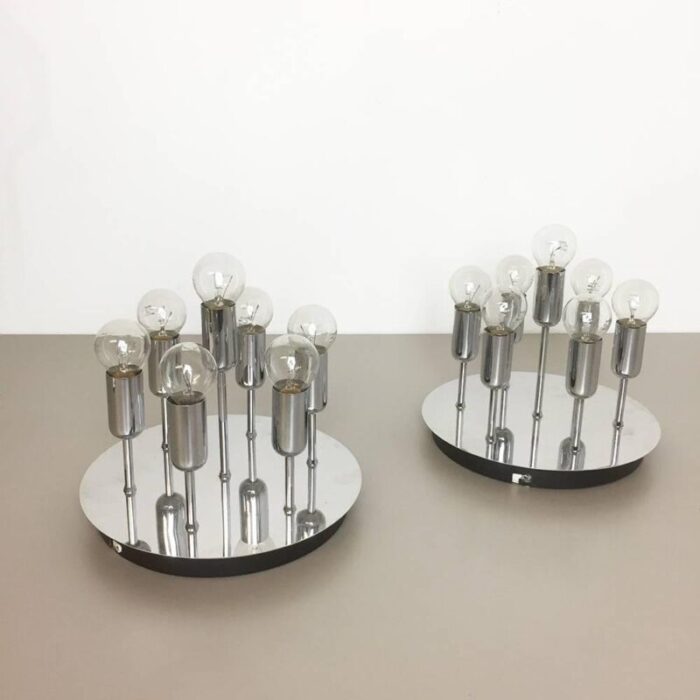 modernist chrome wall ceiling lights from cosack germany 1970s set of 2 5