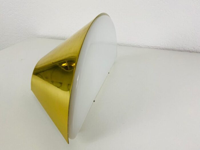 modernist german brass and opaline glass wall lamps 1980s set of 2 13