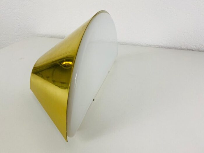 modernist german brass and opaline glass wall lamps 1980s set of 2 8