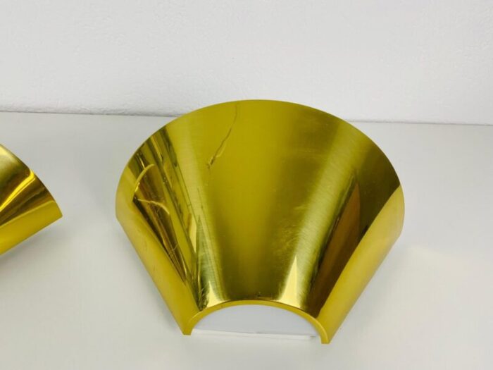 modernist german brass and opaline glass wall lamps 1980s set of 2 9