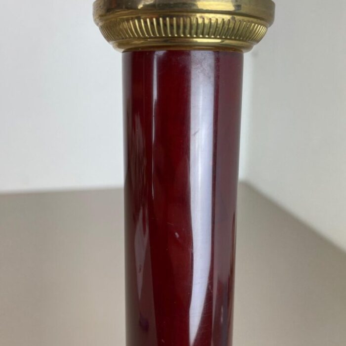 modernist italian red catalina and brass tube table light 1960s 13